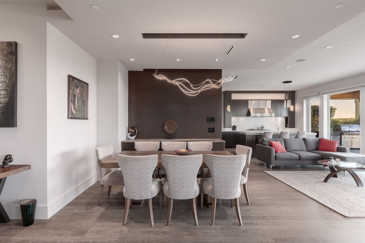Nelson House — open dining, kitchen, and living area