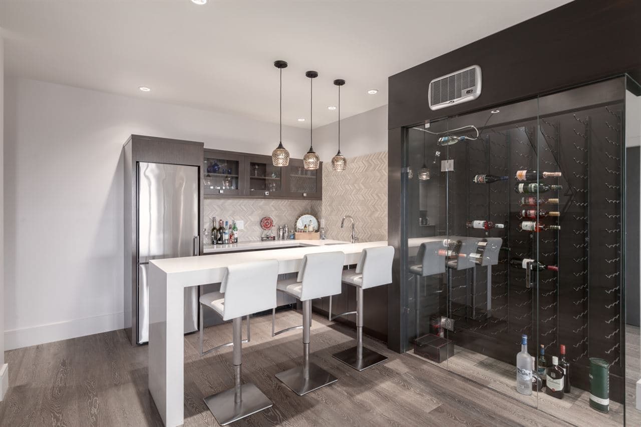 Nelson House — wine display and wet bar